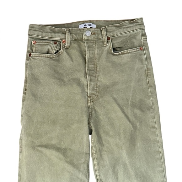 RE/DONE 70s Ultra High Rise Stove Pipe Raw Washed Sage Jeans Size 28 - Picture 3 of 8